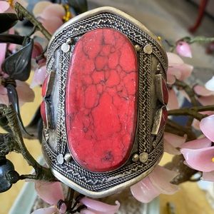 Vintage red turquoise cuff